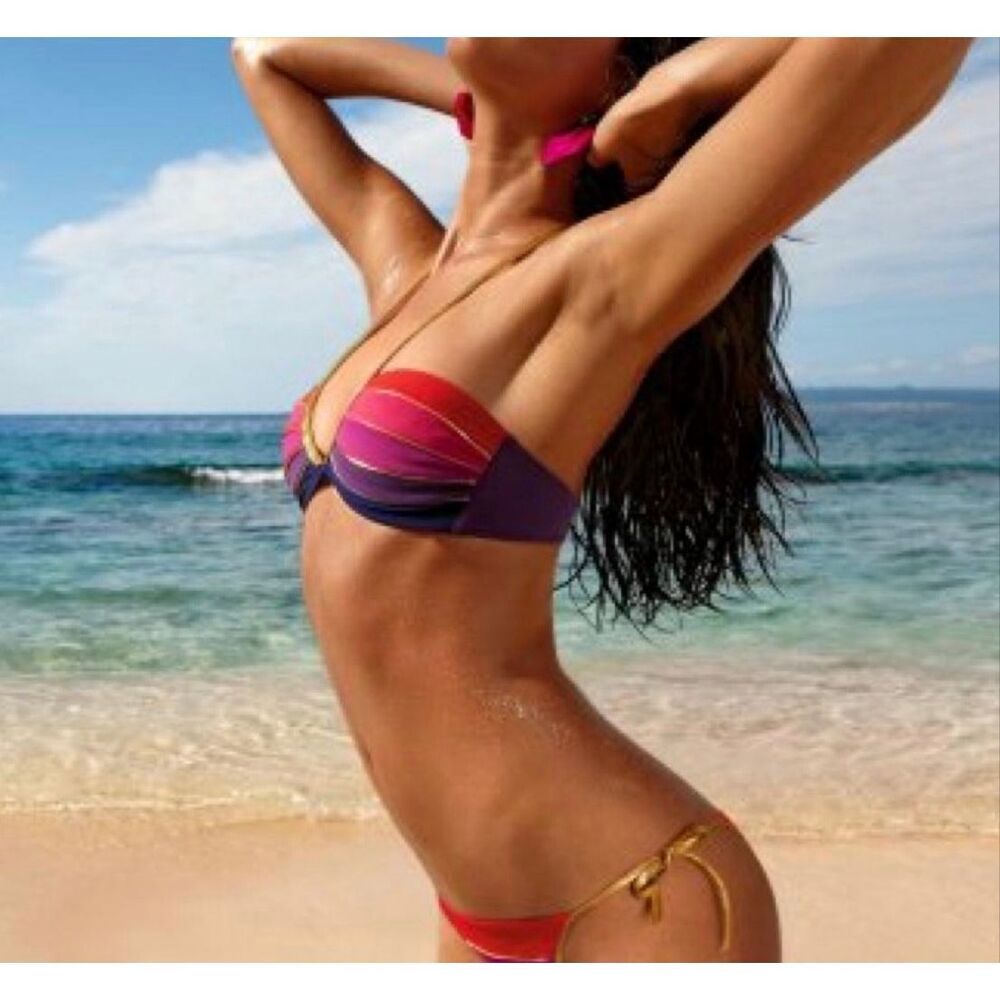 Calzedonia Cobey Halter Bikini Top | Pink and Purple in Medium